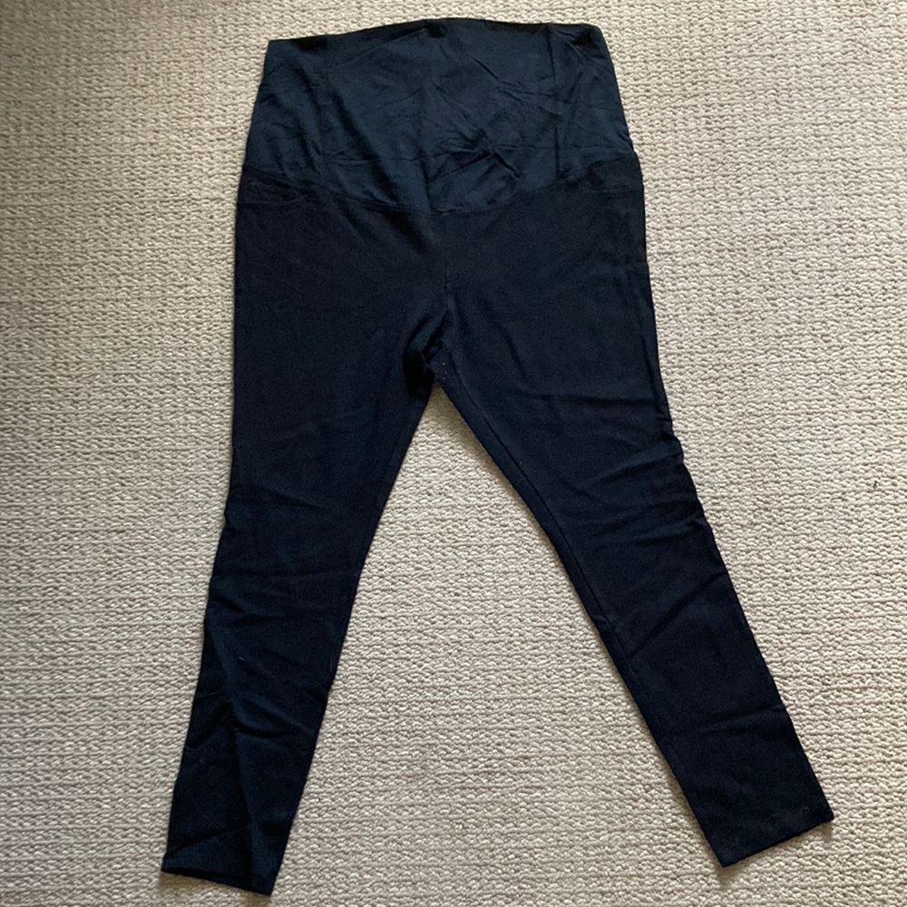 Full panel black maternity leggings